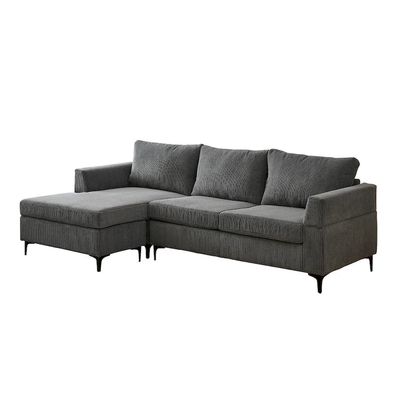 HOOOWOOO Living Room L-Shaped Polyester Fabric Reversible Chaise Sofa