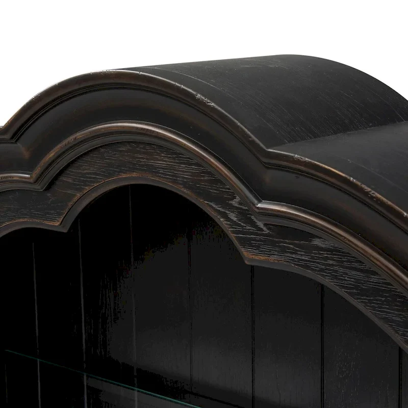 Chesapeake Wire Brushed Antique Black Credenza Hutch