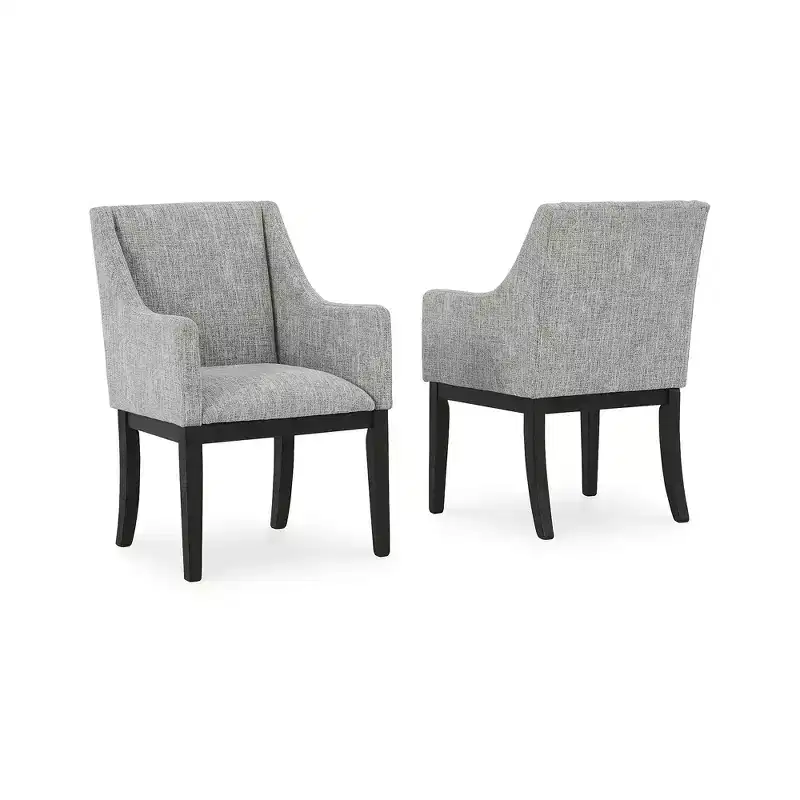 Signature Design by Ashley Burkhaus Traditional Dining Upholstered Arm Chair, Set of 2, Gray & Dark Brown