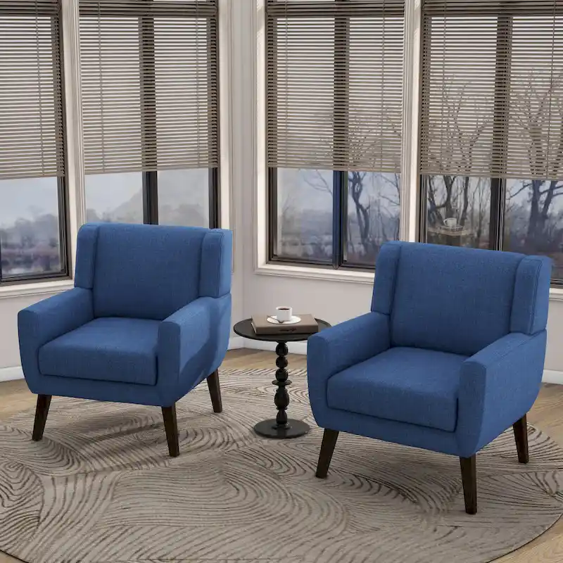 Wingback Accent Chair Set of 2 - Polyester Upholstered