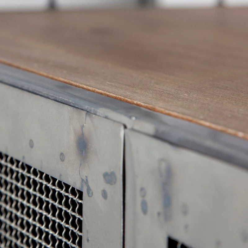 Udo Gray Metal & Brown Wood Top Bar Cart - 16.5L x 35.4W x 40.7H