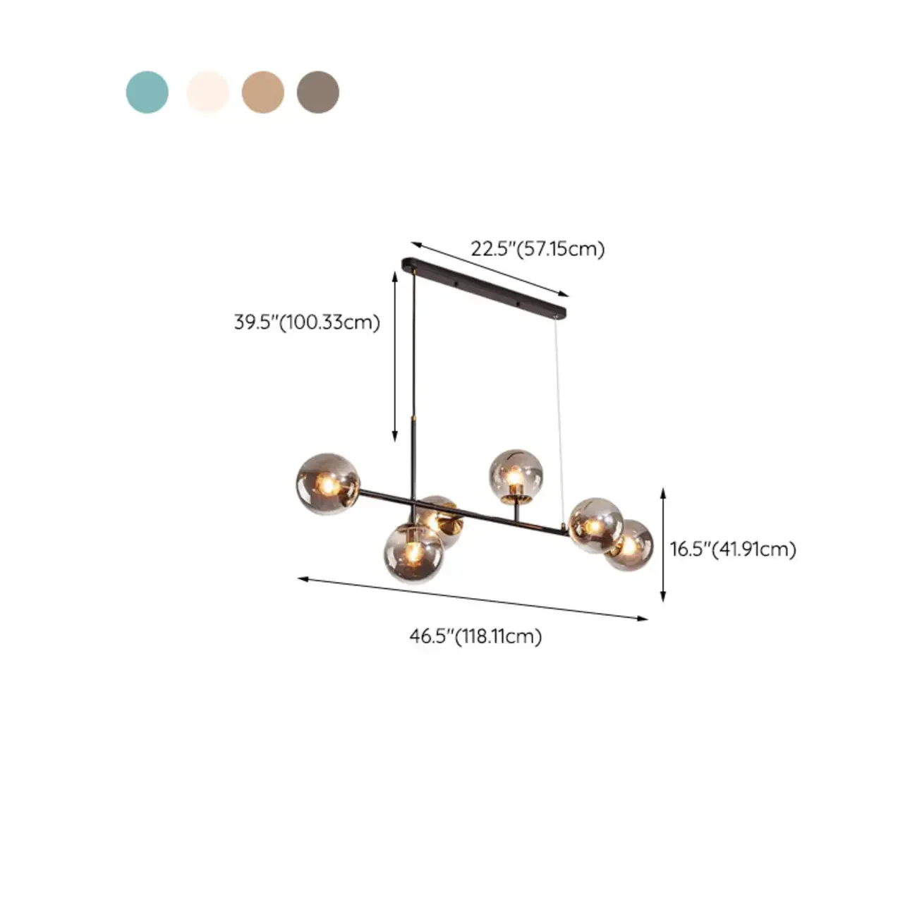 6 Light Glass Globe Island Pendant Light with Adjustable Length