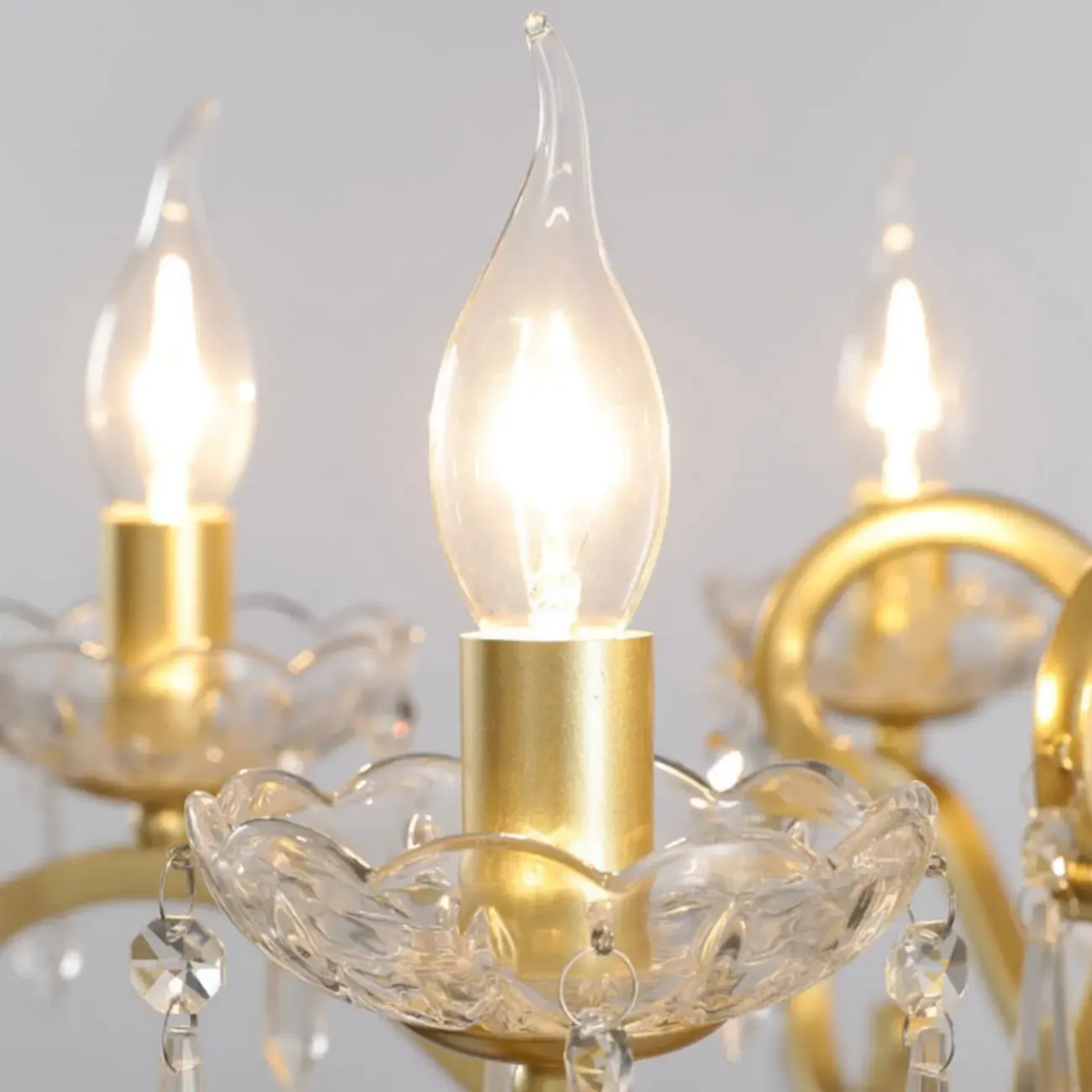 French Gold Crystal Candelabra Chandelier