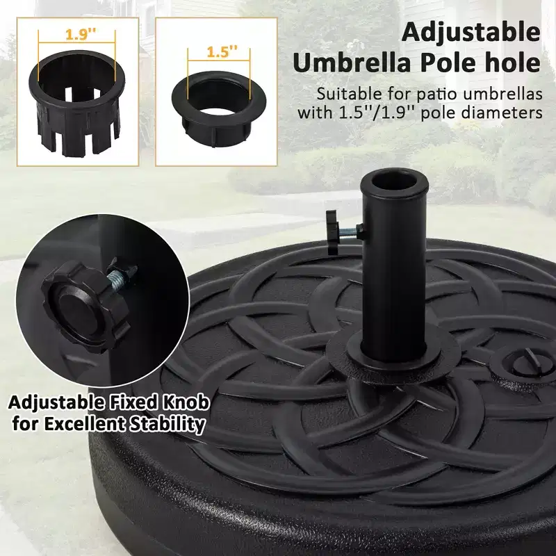 Costway 22'' Patio Fillable Round Umbrella Base Stand Water/Sand Fit Pole 1.5'' & 1.9''