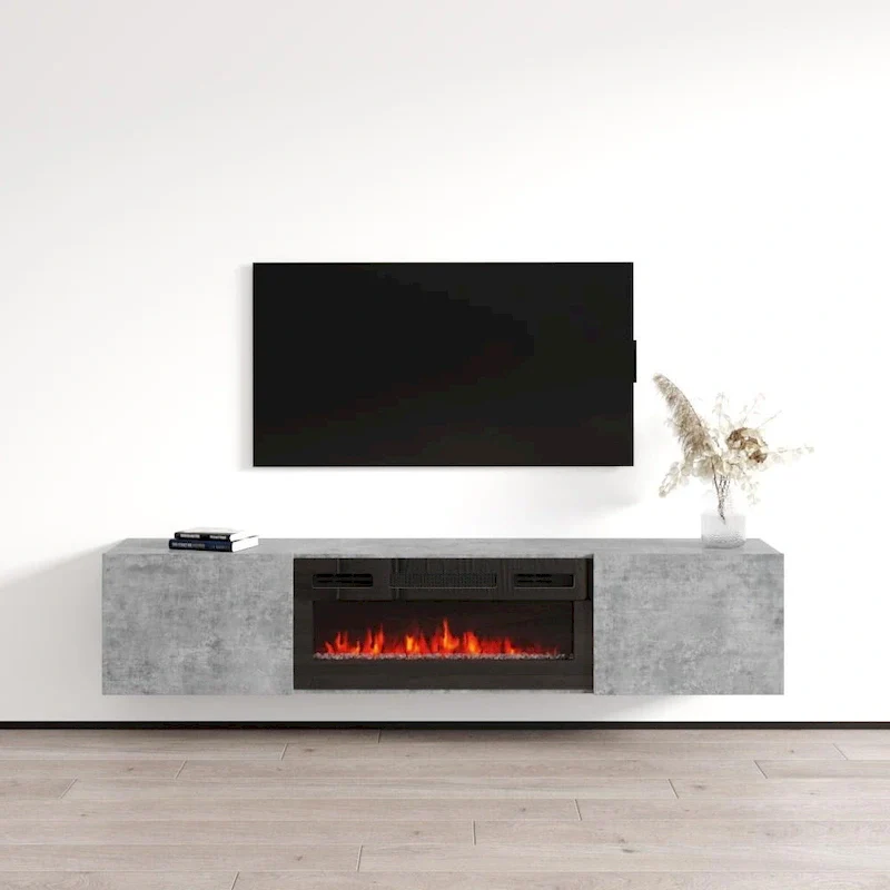 Floating Fireplace TV Stand for TVs up to 80 inches