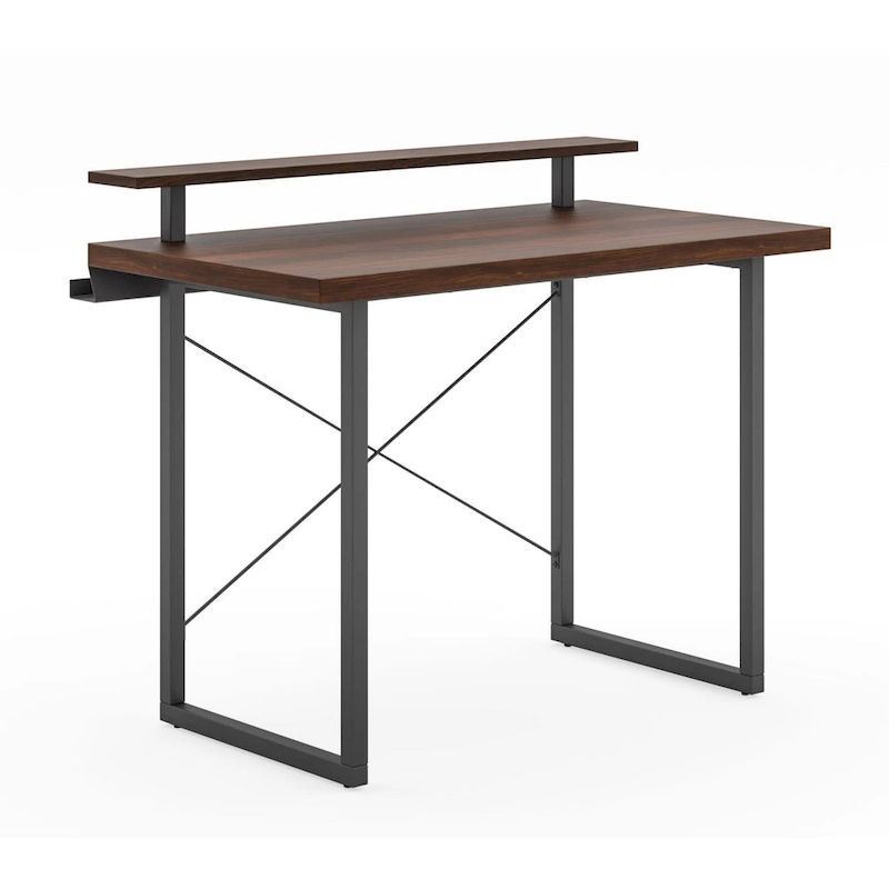 Homestyles Merge Brown Wood Desk with Monitor Stand