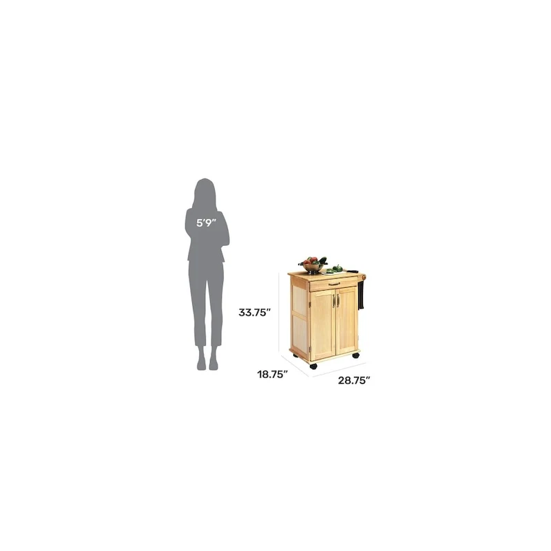 General Line Brown Kitchen Cart - 29' x 19' x 34'
