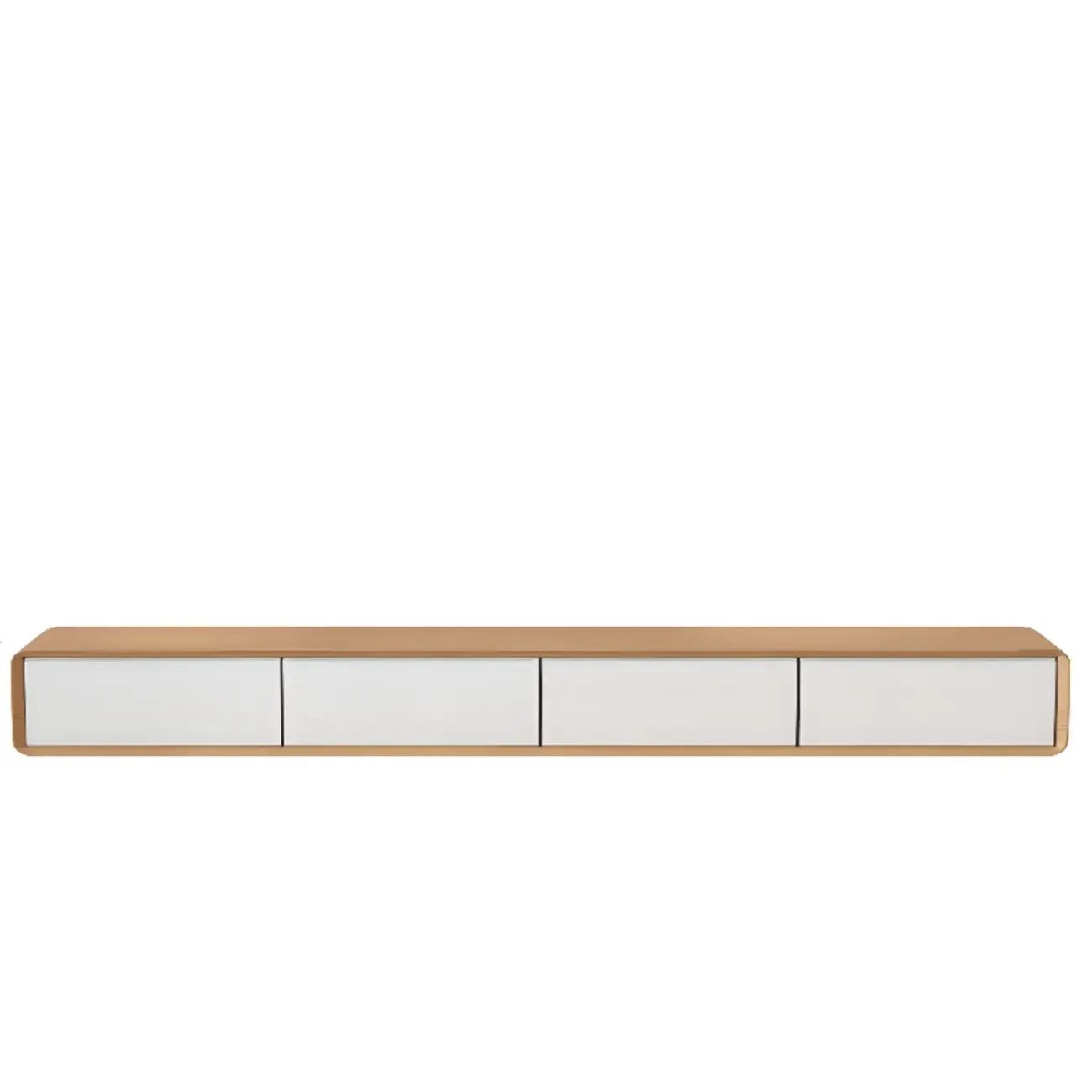 Walnut-Black Wood Drawers Floating Mount TV Stand Wall-Mounted