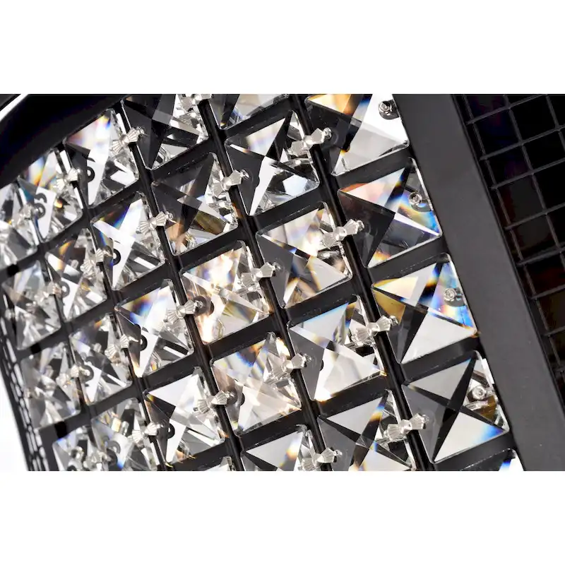 Lacey Matte Black Ceiling Fan19-Inch 4-Light Geometric Metal & Crystal Drum Shade (Includes Remote)