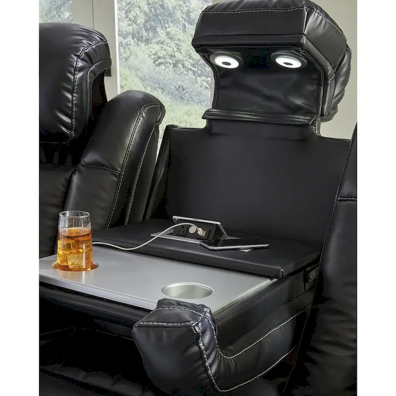 Signature Design by Ashley Caveman Den Midnight Power Reclining Sofa - 86 W x 42 D x 42 H