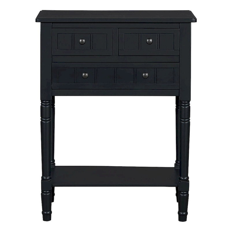 23.7 Farmhouse Solid Wood Console Table with 3 Drawers and Bottom Shelf