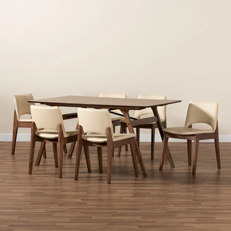 Afton Mid-Century Modern 7-Piece Dining Set
