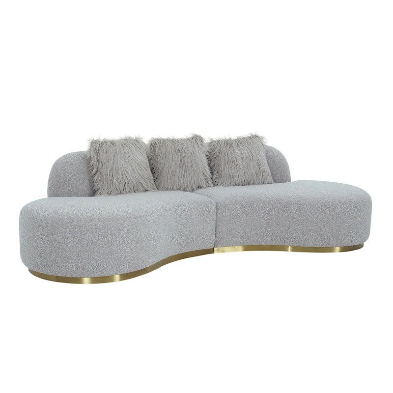Pasargad Home Simona Curved Sofa with 3 Pillow Included