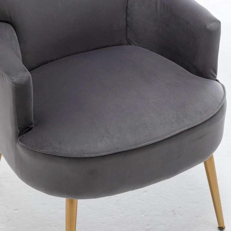 Velvet Accent Chair with Gold Metal Legs