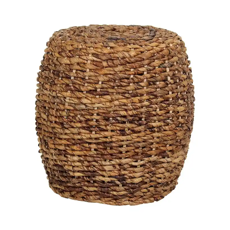 Woven Abaca Drum Accent Table - 19x19x19
