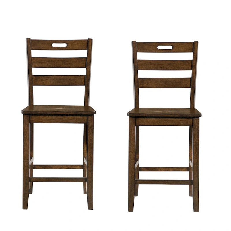Rangel Rustic Wood Ladder Back Counter Height Chairs by Furniture of America (Set of 2)