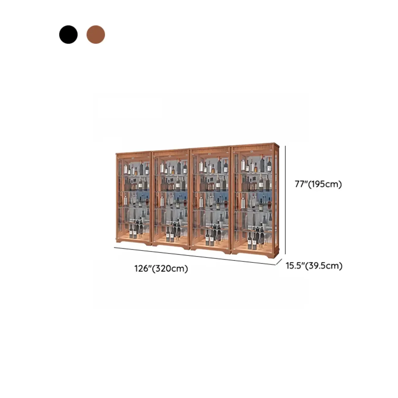 Modern Natural Wood Wine Rack with Glass Shelf