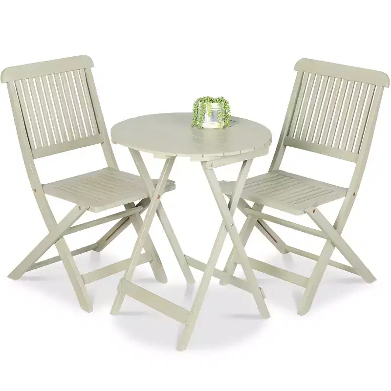 Best Choice Products 3-Piece Acacia Wood Bistro Set, Folding Patio Furniture w/ 2 Chairs, Table