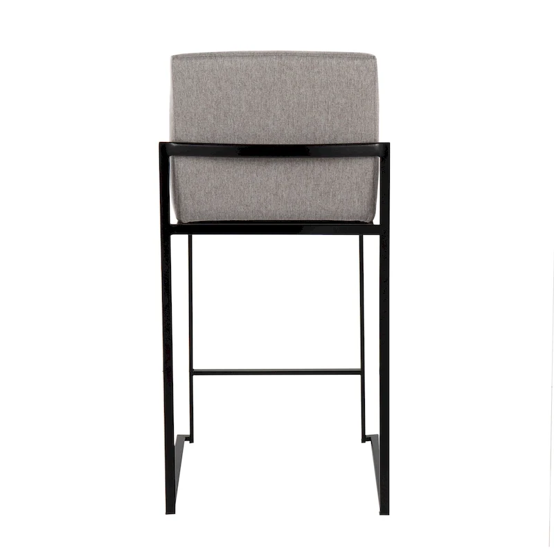 Black/Grey/White High Back Upholstered Counter Stool, Set of 2, 1-Person