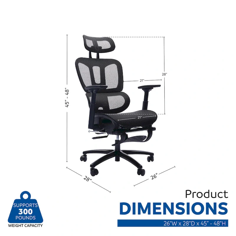 Sealy Huxley Ergonomic High-Back Mesh Office Chair with Adjustable Headrest and Armrests