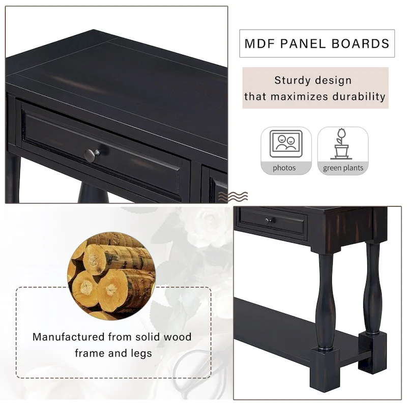 63inch Console Table,Long Sofa Table with Drawers and Shelf,French Country Entryway Table