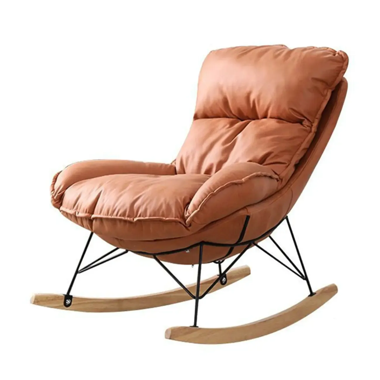 Cotton Upholstered Rocking Chair with Removable Cushions