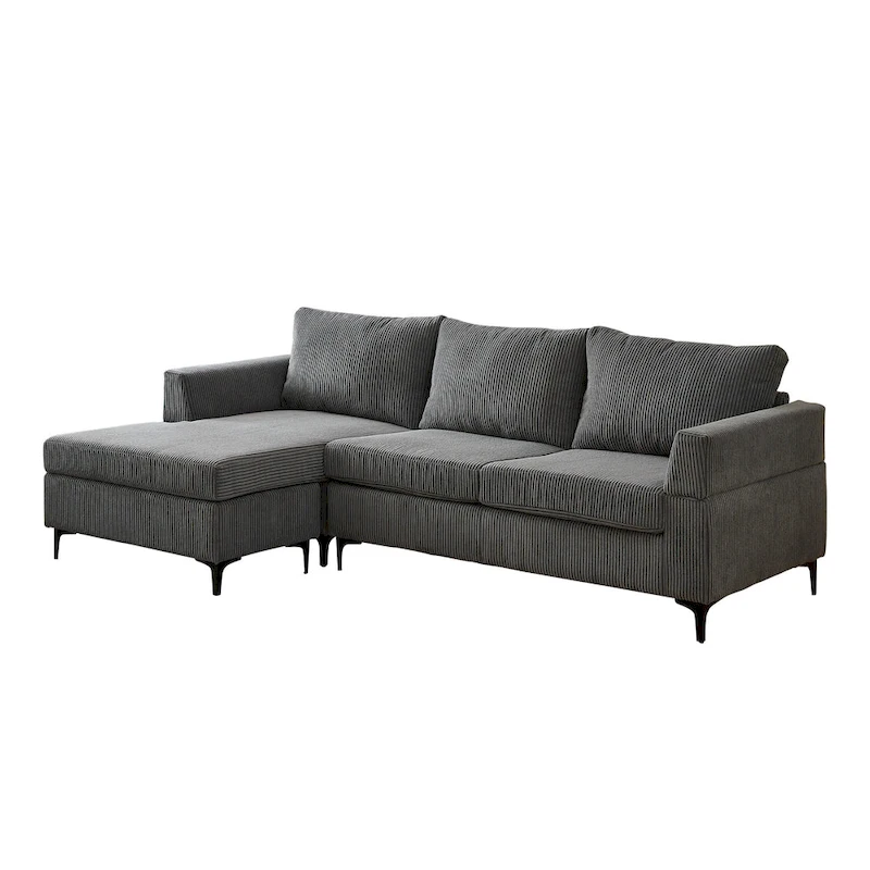 HOOOWOOO Living Room L-Shaped Polyester Fabric Reversible Chaise Sofa