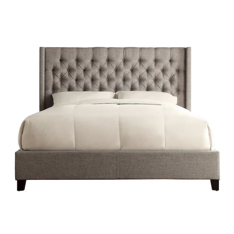 Naples Wingback Button Tufted Upholstered King Bed by iNSPIRE Q Artisan