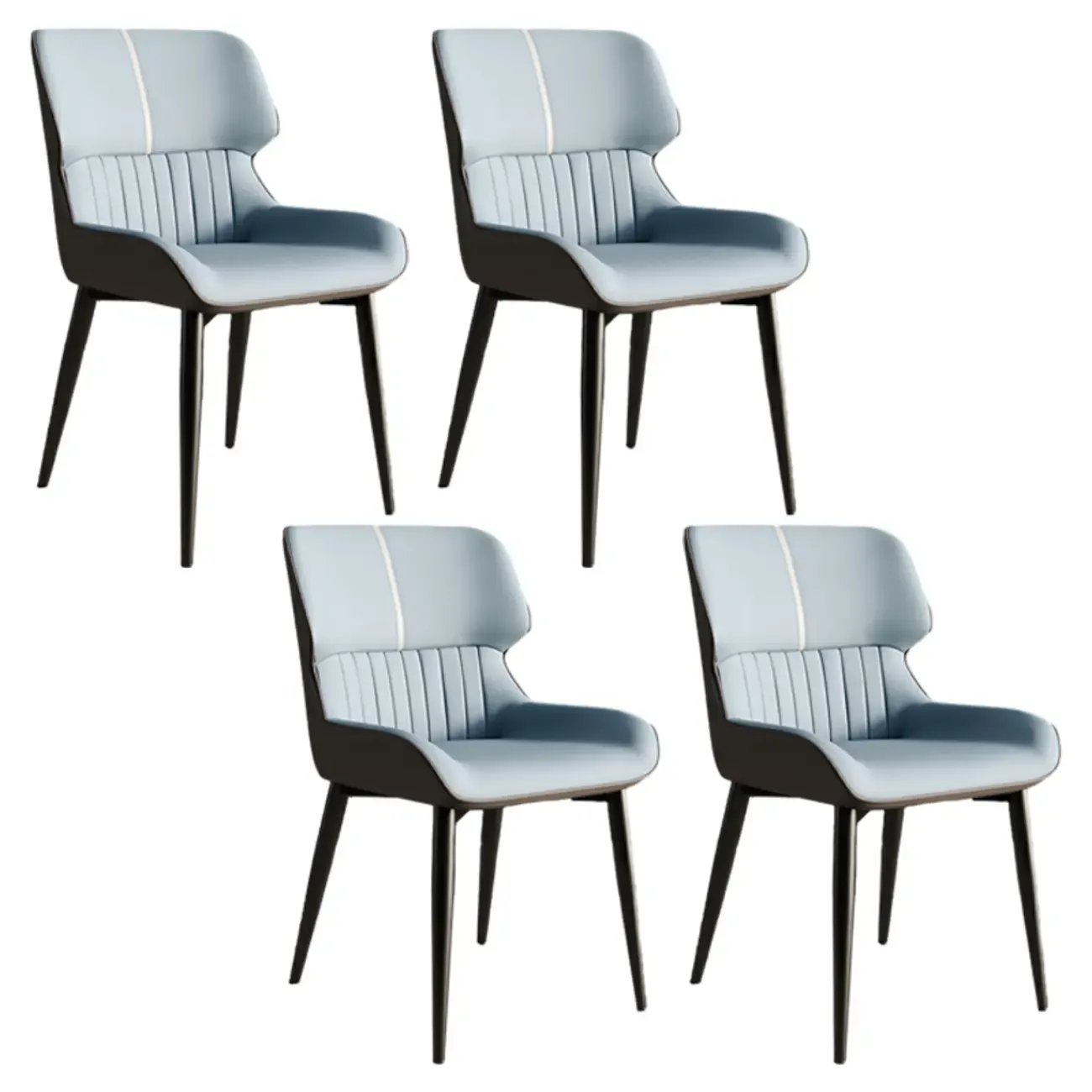 Leather Low Solid Back Armless Dining Side Chair