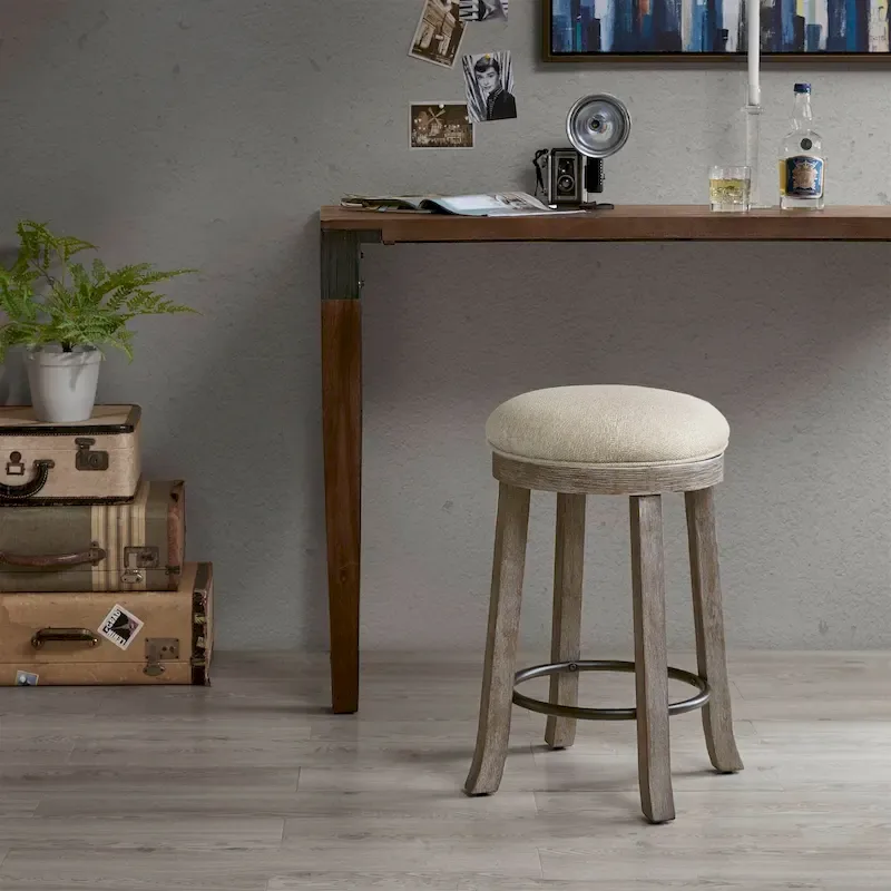 Swivel Counter Stool, Cream/Reclaimed Grey, Counter Height, Single