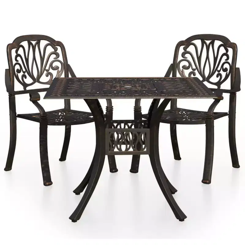 vidaXL Bistro Set Patio Table and Chair Bistro Table Outdoor Cast Aluminum
