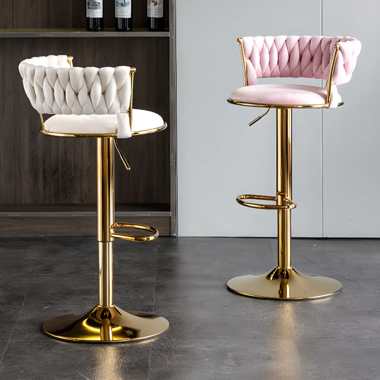 Modern Velvet Swivel Adjustable Bar Stools