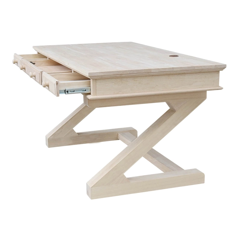 Solid Wood Unfinished Executive Desk with Zodiac Base