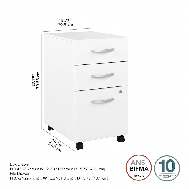 Hybrid 3 Drawer Mobile File Cabinet by Bush Business Furniture