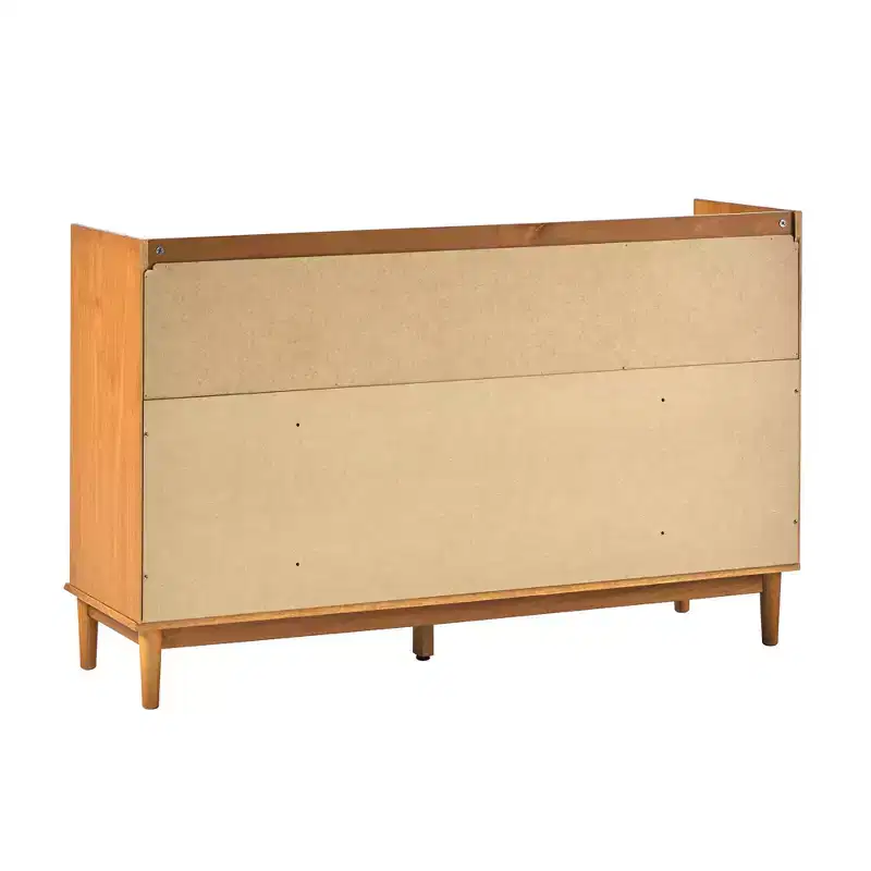 Mid-Century Modern Solid Wood 6-Drawer Double Dresser Caramel - Walker Edison