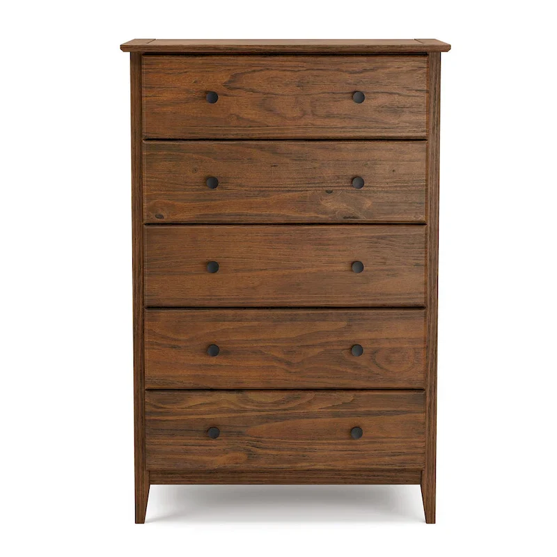 Coastal Solid Pine 5-Drawer Chest – Eco-Friendly, Smooth Metal Glides