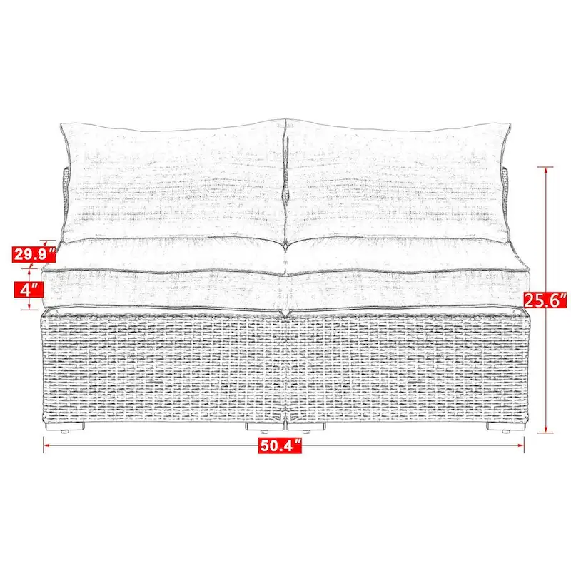 Royalcraft 2 Pieces PE Rattan Wicker Patio Armless Sofas