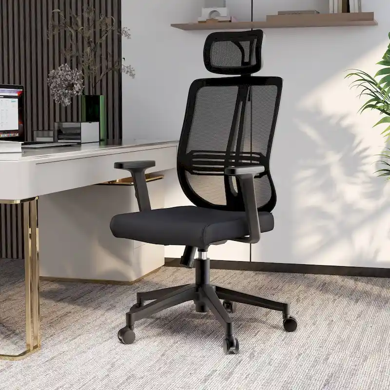 Adjustable Office Chair with Mesh Back and Headrest Nift Series by LeisureMod