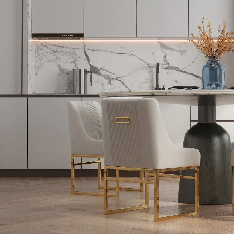 SEYNAR Contempoary Velvet Dining Chair with Metal Frame Legs, set of 4