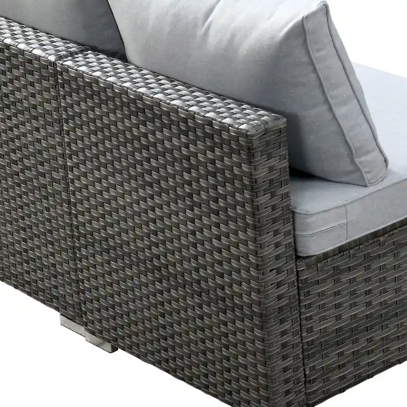 HOOOWOOO 10-piece Grey Rattan Patio Furniture Set with Fire Pit