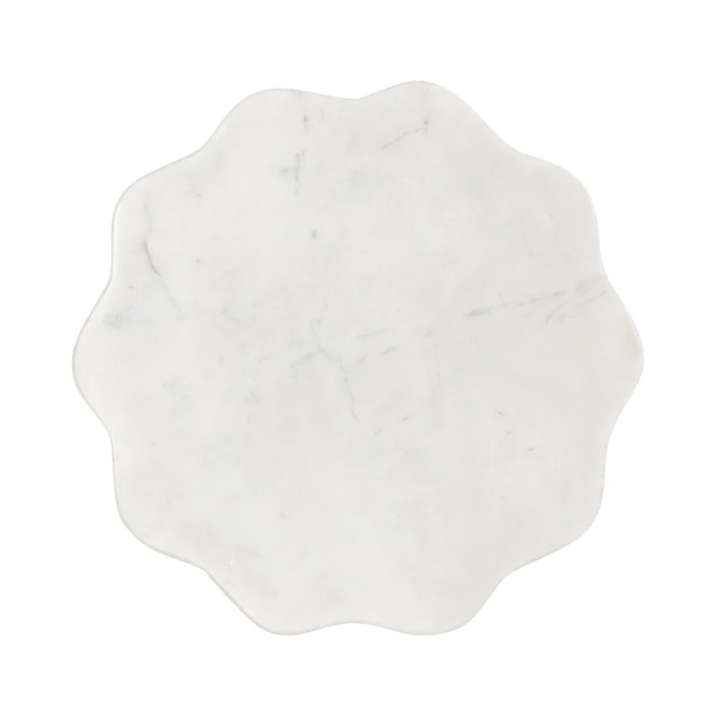 Kate and Laurel Sanzo Scalloped Marble and Metal Drink Table