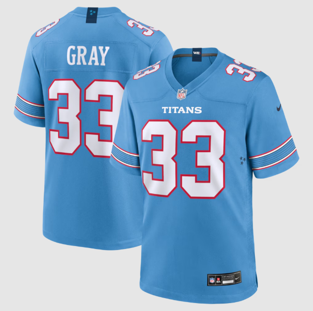 Tennessee Titans Cedric Gray Light Blue Game Jersey