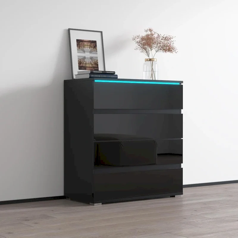 Glossy Modern Dresser with LED Lighting