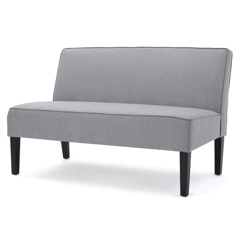Grey/Royal Blue/Dark Teal Armless Fabric Loveseat, 2-Person
