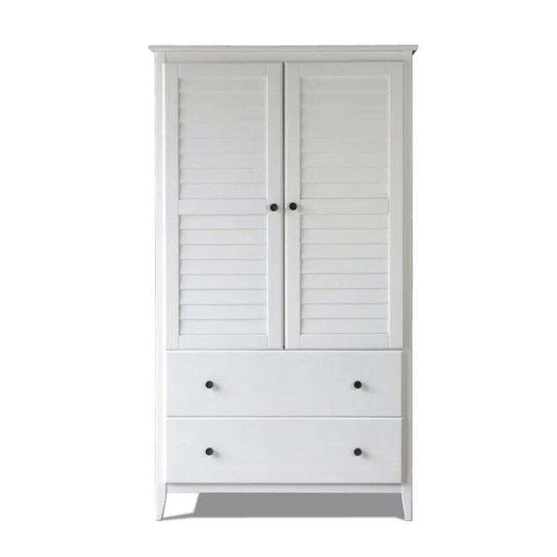 FarmHome Louvered Distressed Solid Pine Armoire