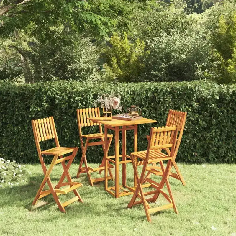 vidaXL Bistro Set Outdoor Patio Bistro Table and Chair Set Solid Wood Acacia