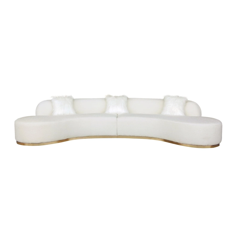 Pasargad Home Simona Curved Sofa with 3 Pillow Included