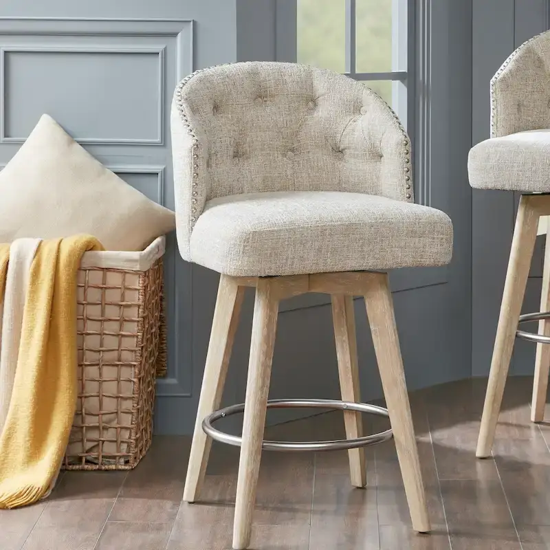 Madison Park Boyle Upholstered 360 Degree Swivel Counter Stool 26 H