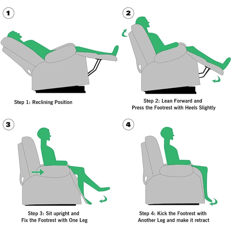 Fabric Overstuffed Swivel Rocker Manual Recliner Chair