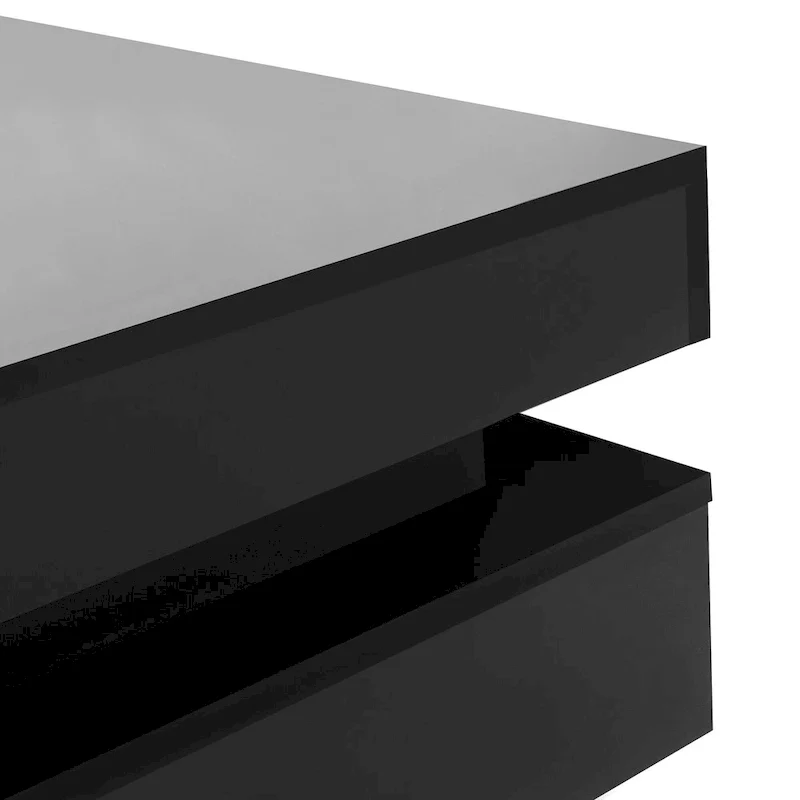 High Gloss Coffee Table with 4 Drawers - 2-Tier